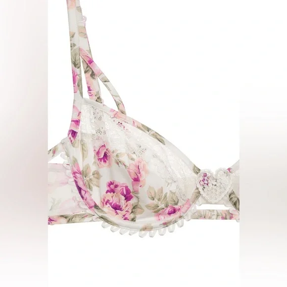 Victoria’s Secret For Love & Lemons Bra Mary Rose Underwire Small White Floral